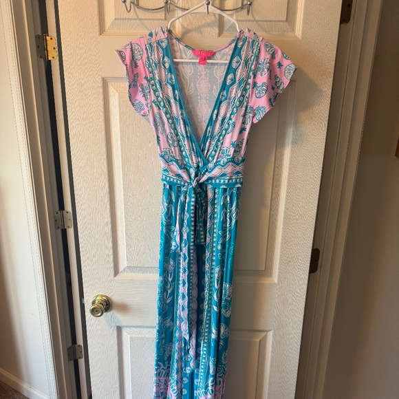 Lilly Pulitzer NWOT Esmarella Maxi Turquoise XXS - Picture 1 of 5